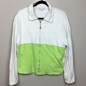 St. John Sport Full Zip Jacket Medium White Green